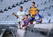 27 November 2023; In attendance, from left, O'Loughlin Gaels hurling captain Mark Bergin, Kilmacud Crokes football captain Shane Cunningham, Na Fianna hurling captain Donal Burke and Naas football captain Eoin Doyle during the launch of the 2023 AIB GAA Leinster Senior Club Championship Finals at Croke Park in Dublin. Photo by Piaras Ó Mídheach/Sportsfile