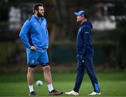 27 November 2023; Leinster senior coach Jacques Nienaber speaks with Jason Jenkins during a Leinster Rugby squad training at UCD in Dublin. Photo by Harry Murphy/Sportsfile