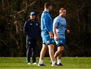 27 November 2023; Leinster senior coach Jacques Nienaber watches James Culhane and Scott Penny during a Leinster Rugby squad training at UCD in Dublin. Photo by Harry Murphy/Sportsfile