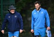 27 November 2023; Forwards and scrum coach Robin McBryde and Jason Jenkins during a Leinster Rugby squad training at UCD in Dublin. Photo by Harry Murphy/Sportsfile