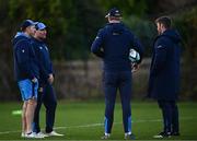 27 November 2023; Leinster coaches, from left, backs coach Andrew Goodman, senior coach Jacques Nienaber, head coach Leo Cullen and contact skills coach Sean O'Brien during a Leinster Rugby squad training at UCD in Dublin. Photo by Harry Murphy/Sportsfile