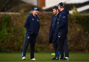 27 November 2023; Leinster coaches, from left, senior coach Jacques Nienaber, contact skills coach Sean O'Brien and head coach Leo Cullen during a Leinster Rugby squad training at UCD in Dublin. Photo by Harry Murphy/Sportsfile