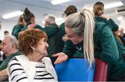 27 Novmeber 2023; Republic of Ireland's Lily Agg with Noleen Brennan during a visit to Cappagh Kids and The National Orthopaedic Hospital Cappagh in Dublin to launch the Cappagh Hospital Foundation Christmas Appeal and their fundraising ambassador Boney Maloney. Photo by Ramsey Cardy/Sportsfile
