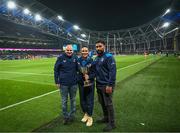 25 November 2023; Leinster scrum and defence coach Niall Kane, head coach Tania Rosser and Billy Ngawini during the United Rugby Championship match between Leinster and Munster at the Aviva Stadium in Dublin. Photo by Harry Murphy/Sportsfile