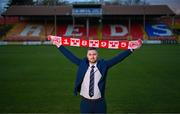 28 November 2023; Newly appointed Shelbourne FC Women's manager Eoin Wearen poses for a portrait at Tolka Park in Dublin. Photo by Ben McShane/Sportsfile