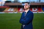 28 November 2023; Newly appointed Shelbourne FC Women's manager Eoin Wearen poses for a portrait at Tolka Park in Dublin. Photo by Ben McShane/Sportsfile