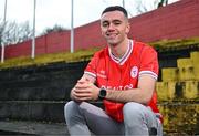 29 November 2023; Shelbourne FC new signing Dean Williams poses for a portrait at Tolka Park in Dublin. Photo by Tyler Miller/Sportsfile