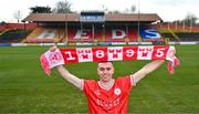 29 November 2023; Shelbourne FC new signing Dean Williams poses for a portrait at Tolka Park in Dublin. Photo by Tyler Miller/Sportsfile