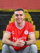 29 November 2023; Shelbourne FC new signing Dean Williams poses for a portrait at Tolka Park in Dublin. Photo by Tyler Miller/Sportsfile