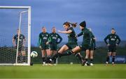 28 November 2023; Ruesha Littlejohn, right, in action against Ellen Dolan during a Republic of Ireland women training session at the FAI National Training Centre in Abbotstown, Dublin. Photo by Stephen McCarthy/Sportsfile