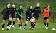28 November 2023; Players, from left, Katie McCabe, Lucy Quinn, Caitlin Hayes and Tyler Toland during a Republic of Ireland women training session at the FAI National Training Centre in Abbotstown, Dublin. Photo by Stephen McCarthy/Sportsfile