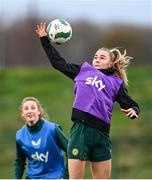28 November 2023; Izzy Atkinson and Ellen Dolan, left, during a Republic of Ireland women training session at the FAI National Training Centre in Abbotstown, Dublin. Photo by Stephen McCarthy/Sportsfile