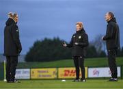 28 November 2023; Interim head coach Eileen Gleeson with assistant coaches Emma Byrne, left, Colin Healy, right, during a Republic of Ireland women training session at the FAI National Training Centre in Abbotstown, Dublin. Photo by Stephen McCarthy/Sportsfile