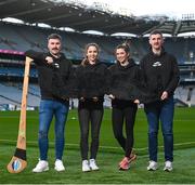 30 November 2023; Movember partners with the GAA and the GPA to launch the ‘Movember Ahead of the Game’ campaign at Croke Park in Dublin. In attendance are Ahead of the Game facilitators, from left, Martin Stackpoole, Saoirse McCarthy, Carol O'Leary and Conor Bohane. Photo by David Fitzgerald/Sportsfile