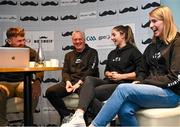 30 November 2023; Movember partners with the GAA and the GPA to launch the ‘Movember Ahead of the Game’ campaign at Croke Park in Dublin. In attendance are Ahead of the Game facilitators, from left, Domhnall Nugent, Iggy Clarke, Saoirse McCarthy and Mary Kate Lynch. Photo by David Fitzgerald/Sportsfile