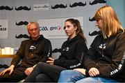 30 November 2023; Movember partners with the GAA and the GPA to launch the ‘Movember Ahead of the Game’ campaign at Croke Park in Dublin. In attendance are Ahead of the Game facilitators, from left, Iggy Clarke, Saoirse McCarthy and Mary Kate Lynch. Photo by David Fitzgerald/Sportsfile