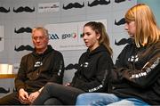 30 November 2023; Movember partners with the GAA and the GPA to launch the ‘Movember Ahead of the Game’ campaign at Croke Park in Dublin. In attendance are Ahead of the Game facilitators, from left, Iggy Clarke, Saoirse McCarthy and Mary Kate Lynch. Photo by David Fitzgerald/Sportsfile