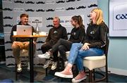 30 November 2023; Movember partners with the GAA and the GPA to launch the ‘Movember Ahead of the Game’ campaign at Croke Park in Dublin. In attendance are Ahead of the Game facilitators, from left, Domhnall Nugent, Iggy Clarke, Saoirse McCarthy and Mary Kate Lynch. Photo by David Fitzgerald/Sportsfile