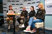 30 November 2023; Movember partners with the GAA and the GPA to launch the ‘Movember Ahead of the Game’ campaign at Croke Park in Dublin. In attendance are Ahead of the Game facilitators, from left, Domhnall Nugent, Iggy Clarke, Saoirse McCarthy and Mary Kate Lynch. Photo by David Fitzgerald/Sportsfile