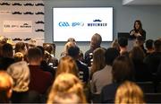 30 November 2023; Movember partners with the GAA and the GPA to launch the ‘Movember Ahead of the Game’ campaign at Croke Park in Dublin. In attendance is Ireland Country Manager of Movember Sarah Oulette. Photo by David Fitzgerald/Sportsfile