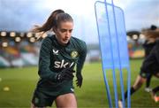 30 November 2023; Chloe Mustaki during a Republic of Ireland women training session at Tallaght Stadium in Dublin. Photo by Stephen McCarthy/Sportsfile