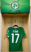1 December 2023; The jersey of, Jamie Finn of Republic of Ireland hangs in their dressing room before the UEFA Women's Nations League B match between Republic of Ireland and Hungary at Tallaght Stadium in Dublin. Photo by Ben McShane/Sportsfile