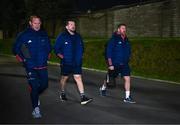 1 December 2023; Munster manager Graham Rowntree, centre, with Munster attack coach Mike Prendergast, left, and Munster forwards coach Andi Kyriacou arrive before the United Rugby Championship match between Munster and Glasgow Warriors at Musgrave Park in Cork. Photo by Eóin Noonan/Sportsfile