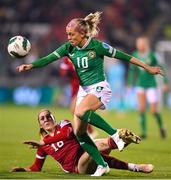 1 December 2023; Denise O'Sullivan of Republic of Ireland in action against Laura Kovács of Hungary during the UEFA Women's Nations League B match between Republic of Ireland and Hungary at Tallaght Stadium in Dublin. Photo by Seb Daly/Sportsfile