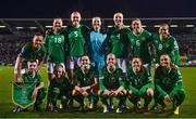 1 December 2023; The Republic of Ireland squad, top row, from left, Katie McCabe, Kyra Carusa, Caitlin Hayes, Courtney Brosnan, Louise Quinn, Megan Connolly, and Ruesha Littlejohn. Bottom row, from left, Tyler Toland, Denise O'Sullivan, Heather Payne, Izzy Atkinson pose for a team photograph before the UEFA Women's Nations League B match between Republic of Ireland and Hungary at Tallaght Stadium in Dublin. Photo by Ben McShane/Sportsfile