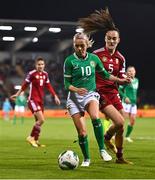 1 December 2023; Denise O'Sullivan of Republic of Ireland in action against Diána Németh of Hungary during the UEFA Women's Nations League B match between Republic of Ireland and Hungary at Tallaght Stadium in Dublin. Photo by Ben McShane/Sportsfile