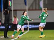 1 December 2023; Lucy Quinn of Republic of Ireland comes onto the pitch as a substitute replacing team-mate Izzy Atkinson during the UEFA Women's Nations League B match between Republic of Ireland and Hungary at Tallaght Stadium in Dublin. Photo by Seb Daly/Sportsfile