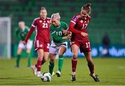 1 December 2023; Denise O'Sullivan of Republic of Ireland in action against Hanna Németh of Hungary during the UEFA Women's Nations League B match between Republic of Ireland and Hungary at Tallaght Stadium in Dublin. Photo by Seb Daly/Sportsfile