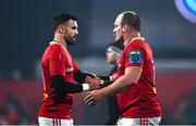 1 December 2023; Oli Jager of Munster with teammate Conor Murray after the United Rugby Championship match between Munster and Glasgow Warriors at Musgrave Park in Cork. Photo by Eóin Noonan/Sportsfile