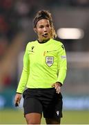 1 December 2023; Referee Shona Shukrula during the UEFA Women's Nations League B match between Republic of Ireland and Hungary at Tallaght Stadium in Dublin. Photo by Seb Daly/Sportsfile