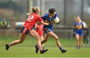 2 December 2023; Aoife Cullen of Gusserane in action against Kate O'Connell of O'Donovan Rossa during the Currentaccount.ie All-Ireland Ladies Junior Club Championship semi-final match between O’Donovan Rossa of Cork and Gusserane of Wexford at O’Donovan Rossa GAA, Cork. Photo by Eóin Noonan/Sportsfile