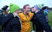 2 December 2023; Megan McGovern of Ballinamore Sean O'Heslins celebrates with supporters after the Currentaccount.ie All-Ireland Ladies Intermediate Club Championship semi-final match between Ballinamore Sean O’Heslins of Leitrim and Steelstown Brian Ógs of Derry at Páirc Sheáin Ui Eislin, Ballinamore, Leitrim. Photo by Ben McShane/Sportsfile