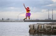 2 December 2023; Sandie Cassin from Rathdrum, Wicklow takes part in the Sandycove Polar Plunge which saw participants get “Freezin’ for a Reason” to raise funds for Special Olympics Ireland athletes in an event sponsored by Gala Retail at Sandycove Beach in Dublin. Photo by David Fitzgerald/Sportsfile