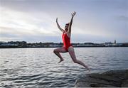 2 December 2023; Annalena Morris from Dublin takes part in the Sandycove Polar Plunge which saw participants get “Freezin’ for a Reason” to raise funds for Special Olympics Ireland athletes in an event sponsored by Gala Retail at Sandycove Beach in Dublin. Photo by David Fitzgerald/Sportsfile