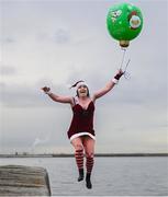 2 December 2023; Ríona Hegarty from Blackrock, Dublin takes part in the Sandycove Polar Plunge which saw participants get “Freezin’ for a Reason” to raise funds for Special Olympics Ireland athletes in an event sponsored by Gala Retail at Sandycove Beach in Dublin. Photo by David Fitzgerald/Sportsfile