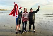 2 December 2023; Tom O'Dowd, Jamie Nugent and Liam McHugh from Athboy at the Clogherhead Polar Plunge which  saw participants get “Freezin’ for a Reason” to raise funds for Special Olympics Ireland athletes in an event sponsored by Gala Retail at Clogherhead Beach in Louth. Photo by Oliver McVeigh/Sportsfile