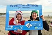 2 December 2023; Marie Dowdall and Sharon McArdle from Dundalk during The Clogherhead Polar Plunge which saw participants get “Freezin’ for a Reason” to raise funds for Special Olympics Ireland athletes in an event sponsored by Gala Retail at Clogherhead Beach in Louth. Photo by Oliver McVeigh/Sportsfile