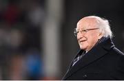 1 December 2023; President of Ireland Michael D Higgins before the UEFA Women's Nations League B match between Republic of Ireland and Hungary at Tallaght Stadium in Dublin. Photo by Seb Daly/Sportsfile