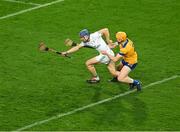 2 December 2023; Eoin O'Shea of O'Loughlin Gaels in action against Seán Burke of Na Fianna during the AIB Leinster GAA Hurling Senior Club Championship final match between O'Loughlin Gaels, Kilkenny, and Na Fianna, Dublin, at Croke Park in Dublin. Photo by Daire Brennan/Sportsfile