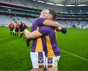 2 December 2023; Brian Sheehy, left, and Shane Walsh of Kilmacud Crokes celebrate after the AIB Leinster GAA Football Senior Club Championship final match between Kilmacud Crokes, Dublin, and Naas, Kildare, at Croke Park in Dublin. Photo by Daire Brennan/Sportsfile