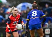2 December 2023; Laura O'Mahony of O'Donovan Rossa in action against Aisling Ryan of Gusserane during the Currentaccount.ie All-Ireland Ladies Junior Club Championship semi-final match between O’Donovan Rossa of Cork and Gusserane of Wexford at O’Donovan Rossa GAA, Cork. Photo by Eóin Noonan/Sportsfile