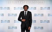 2 December 2023; Jonathan Afolabi of Bohemians on arrival at the PFA Ireland Awards 2023 at Anantara The Marker Dublin Hotel in Dublin. Photo by Stephen McCarthy/Sportsfile