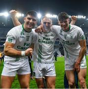2 December 2023; Conor Heary, Mikey Butler, and Eoin O'Shea of O'Loughlin Gaels after their side's victory during the AIB Leinster GAA Hurling Senior Club Championship final match between O'Loughlin Gaels, Kilkenny, and Na Fianna, Dublin, at Croke Park in Dublin. Photo by Stephen Marken/Sportsfile