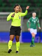 1 December 2023; Referee Shona Shukrula during the UEFA Women's Nations League B match between Republic of Ireland and Hungary at Tallaght Stadium in Dublin. Photo by Ben McShane/Sportsfile