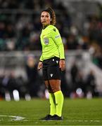 1 December 2023; Referee Shona Shukrula during the UEFA Women's Nations League B match between Republic of Ireland and Hungary at Tallaght Stadium in Dublin. Photo by Ben McShane/Sportsfile