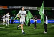 2 December 2023; Scott Penny of Leinster runs out before the United Rugby Championship match between Connacht and Leinster at the Sportsground in Galway. Photo by Harry Murphy/Sportsfile